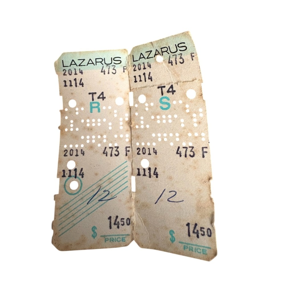 Vintage Lazarus‎ Sales Tag Paper Ephemera Ohio Department Store Collectible
